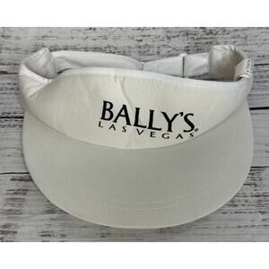 Vintage BALLY's Casino Las Vegas Gambling White Strapback Visor Hat
